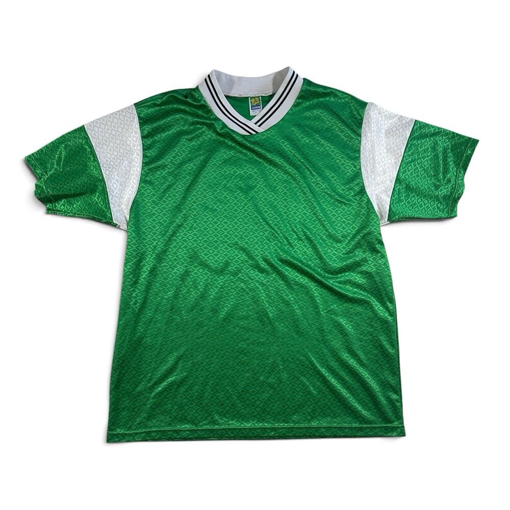 Vintage JOGO Soccer Jersey Green White #28 Made in Canada Adult L Football
